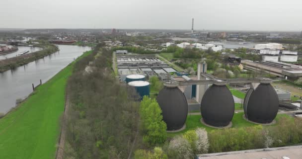 Station Épuration Duisburg Kaslerfeld Nettoyage Des Eaux Usées Dans Eau — Video