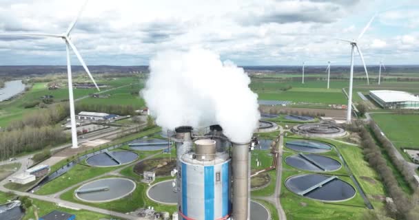 Letecký Pohled Kouřovou Kupku Kouře Smogu Kouře Průmyslové Znečištění Tovární — Stock video