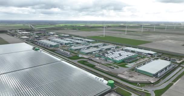 Tech Giant Operational Data Center Building Facility Middenmeer Hollands Kroon — Stock Video