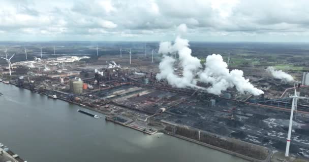 Pohled Vysoké Pece Výrobu Kovů Belgickém Gentu Výroba Ocelových Výrobků — Stock video