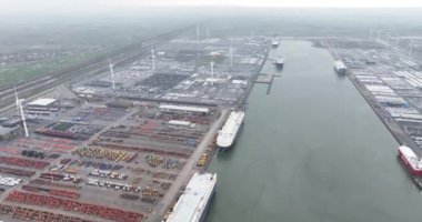 Zeebrugge terminalinde, Antwerp Brugges limanında. Araçların denizaşırı nakliyesi.