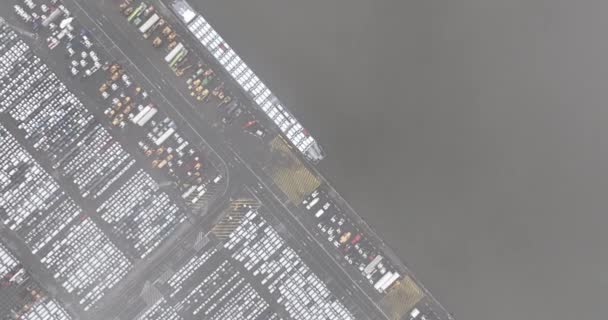 Повітряний Безпілотник Вид Транспорту Над Морем Морського Портового Терміналу Зокрема — стокове відео