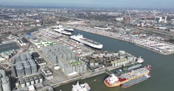 Schiedam Zuid Holland Holanda Março 2024 Empresa Transbordo Terminais Dfds — Vídeo de Stock