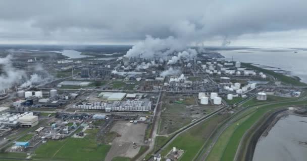 Luftfoto Plastik Produktionssted Tungt Industrielt Anlæg – Stock-video