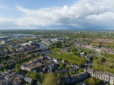 Den Bosch city view. City in The Netherlands. Aerial drone view.