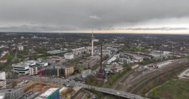 Almanya 'nın Ruhr bölgesinde şehir, Essen. Kentsel hava manzarası. Kuş bakışı.