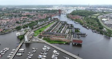 Het Eiland Zaandam, Hollanda 'da, hava manzaralı.