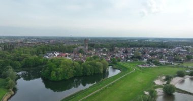 Zaltbommel, Gelderland, Hollanda. Kentsel şehir görünümü Hava