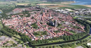 Zierikzee, Zeeland, Hollanda 'nın hava görüntüsü.