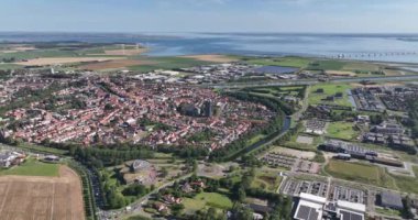 Zierikzee, Zeeland, Hollanda 'nın hava görüntüsü.