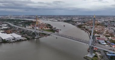 Bhumibol Köprüsü 2, Tayland 'da altyapı. Hava aracı videosu.