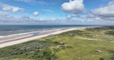 Zeeland, Hollanda 'daki kumullar. Hava görünümü.