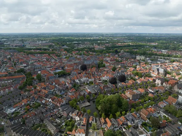 stock image Hoorn, city view. Historic city in North Holland, The Netherlands. Aerial view.