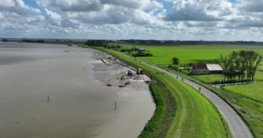 Hoorn, Hollanda 'daki Oosterkerk ya da Sint Antoniuskerk. Gotik tarzda inşa edilmiş bir kilise. Hava görüntüsü. Hollanda 'da..