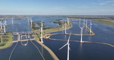 Krammersluizen, su yolu kanalları ve kilitler altyapı hava aracı görüntüsü.