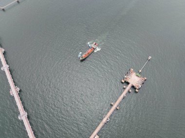 boat transportation industrial activities, aerial drone photo. clipart