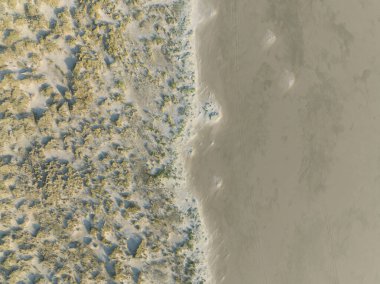 Teksas, Hollanda, kum tepeleri ve kumsaldaki kumsalın insansız hava aracı görüntüsü..