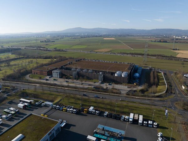 Запись с беспилотника в дата-центрах FRA 2, это инфраструктура. Облачные службы, серверы, информационные технологии. Интернет