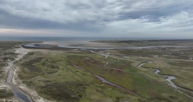 SLufter, Wadden Adası, Teksas, Kuzey Denizi 'ndeki doğa bölgesi, kuş yetiştirme ve dinlenme alanı. Hava görünümü.
