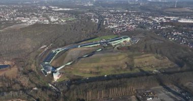 Bottrop, Almanya 'da kapalı kayak salonu. Hava görünümü.