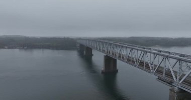 Old Little Belt Köprüsü, Snoghoj ve Middleosuruk arasında, demiryolu köprüsü. Hava aracı görünümü.