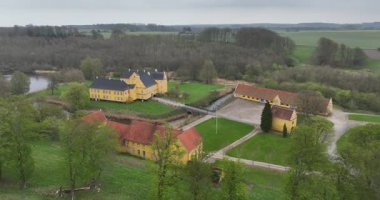 Lykkesholm Slot, Danimarka kalesi, tarihi bina, anıt. Hava görünümü