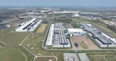 Büyük veriler, veri tabanı, bilgisayar merkezi, hava görüntüsü. Bilgi teknolojisi altyapısı. Danimarka Avrupa 'nın havadan görüşü