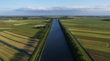 Amsterdam Ren Kanalı, nakliye güzergahı, su yolu, Hollanda Havacılık Manzarası.