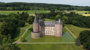 Schloss Merode, Merode Castle, Aerial drone view of the facility at Merode, Germany.
