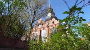 Almanya 'nın Stade şehrinin tarihi manzarasını gözler önüne seriyor. Küçük kasaba.
