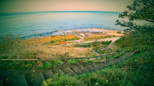 Stairs Path Beach Cape Arkona Chalk Cliff Baltic Sea Autumn — Stock Photo, Image