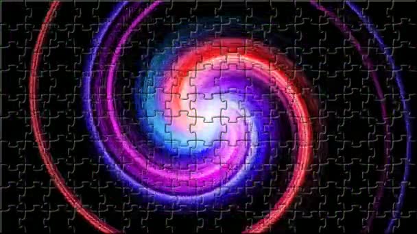 Turning Comet Colorful Spark Middle Axe Frame Made Puzzle Pieces — Wideo stockowe