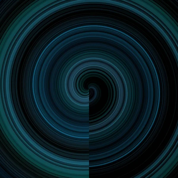 Dark blue green spiral lines divided by a vertical axis. A half-line of rotation ending at the center.