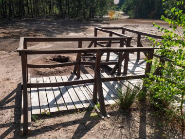Geopark Babina 'da çekim. Renkli göller, dereler, ölen ağaçlar, zehirli kil. Muzakow, Bad Muskau ve Leknica, Almanya Polonya sınırı.