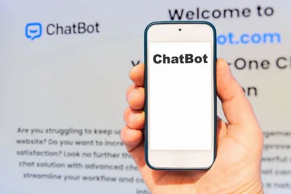 Bot Chat Comunica Hombre Negocios Proporciona Datos Inteligentes Texto Humano — Foto de Stock