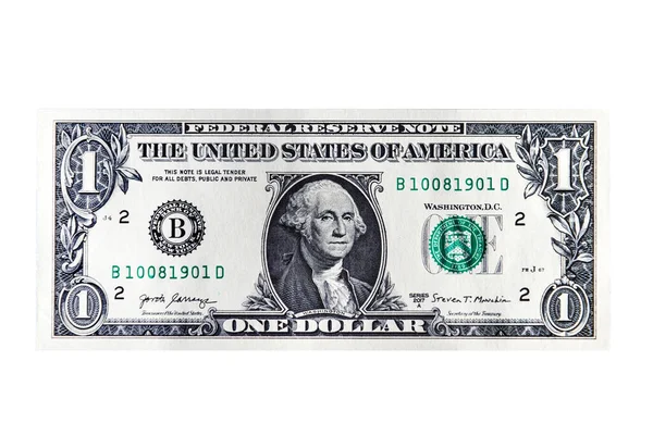 Ηπα Ένα Τρέχον Δολάριο Που Απομονώνονται Λευκό Φόντο George Washington — Φωτογραφία Αρχείου