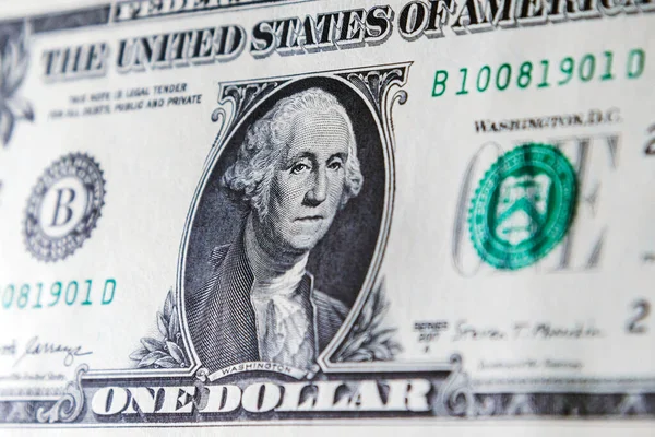 stock image Part of US one dollar bill. United States one dollar bill is a current denomination of US currency.Closeup.