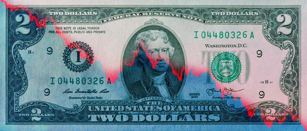 Banner Δύο Δολάρια Κρίση Στην Αμερική Παγκόσμια Οικονομική Κρίση Οικονομία — Φωτογραφία Αρχείου