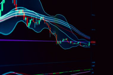 Veri analizi. Ticari pazarın sonucunu bulmak için grafik. Finansal istatistikleri analiz etmek ve pazar verilerini analiz etmek için ayarlanmış..