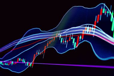 İş kavramı. Veri analizi. Ticaret pazarının sonucunu bulmak için grafik. Finansal istatistikleri analiz etmek ve pazar verilerini analiz etmek için set çalışması..