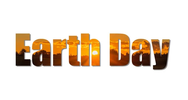 Inscription Earth Day Words Concept.Green Earth Day Words Concept.White isolated background.Earth Day, April 22.Banner.