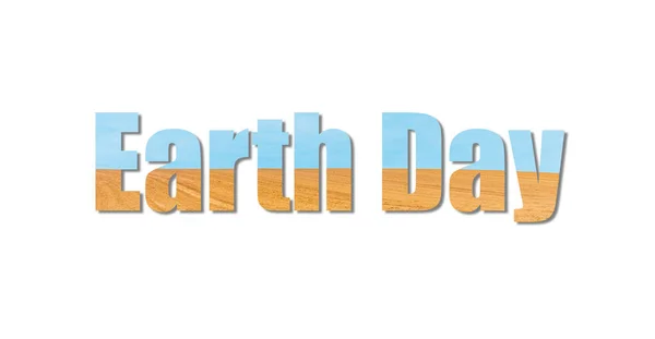 Inscription Earth Day.Green Earth Day Words Concept. White isolated background.Earth Day, April 22.Banner.