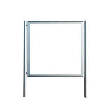 Boş model beyaz ilan tahtası. Logo sunumu için imza tahtası. Pazarlama ve iş kavramı. İzole edilmiş beyaz arka plan..