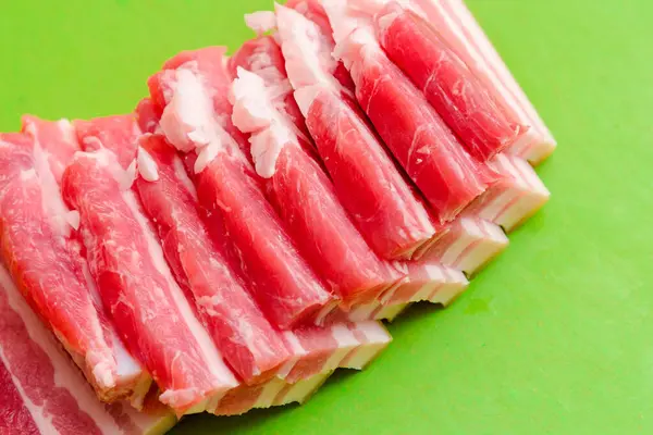 Few Pieces Raw Meat Pork Cut Piece Pork Close Fresh — Stock Photo, Image