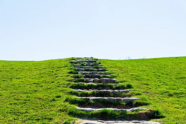 Ladder Heaven Stone Stairs Path Blue Sky Sunny Day Next — Stock Photo, Image