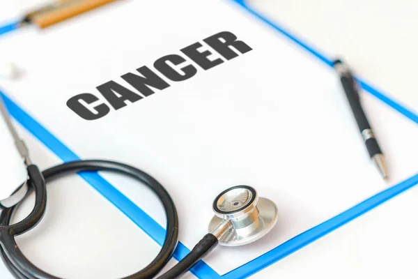 Inscription Cancer Written Notepad Remind You What Important Table Stethoscope — Stock Photo, Image