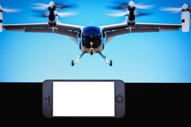 Joby Havacılık. Laptop, akıllı telefon. Model boş beyaz ekran. Joby Aviation, hava taksi servisleri için elektrikli uçak üreten bir ABD şirketi..