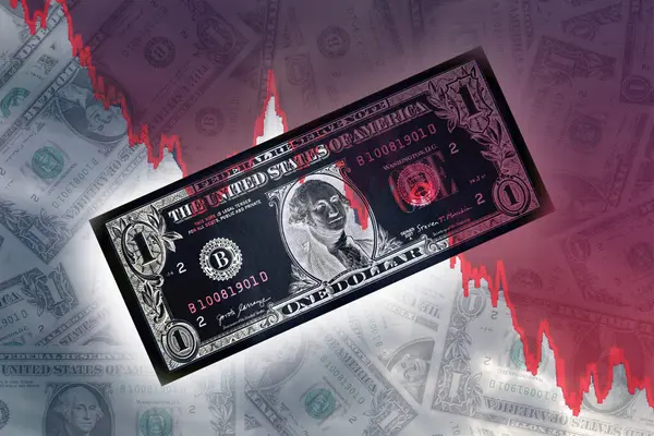 Röd Blodig Graf Diagram Bakgrunden Dollars Fallet Ekonomin Fallet Finansmarknaden — Stockfoto