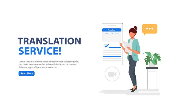 Impara Traduzione Pagina Web Dei Servizi Traduzione Linguistica Traduzione App — Vettoriale Stock