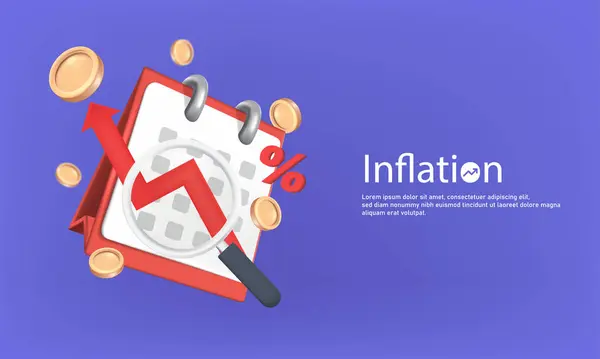 Inflation Med Pil Med Mynt Och Kalender Vektorillustration För Web Vektorgrafik